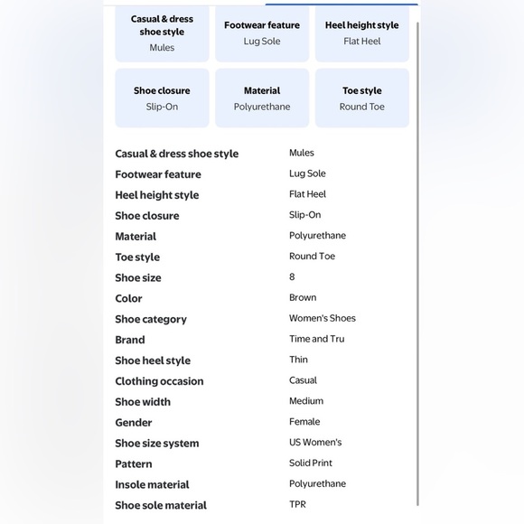 Time & Tru Women's Brown Loafer Mules Size 8 Memory Foam Slip On Gold Hardware - Picture 13 of 14